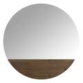 Gfancy Fixtures 23.75 x 23.75 x 0.75 in. Contemporary Brown Round Wall Mirror with Wooden Detailing GF3098226